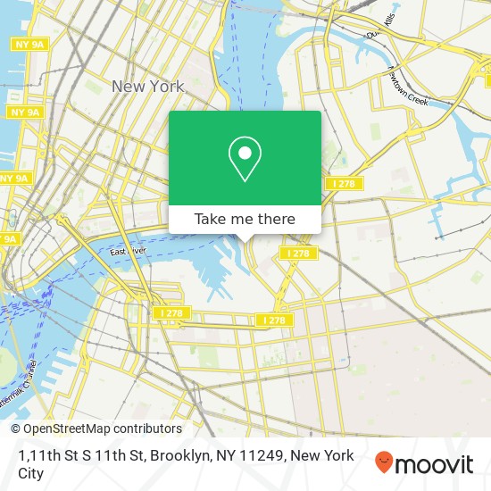 Mapa de 1,11th St S 11th St, Brooklyn, NY 11249