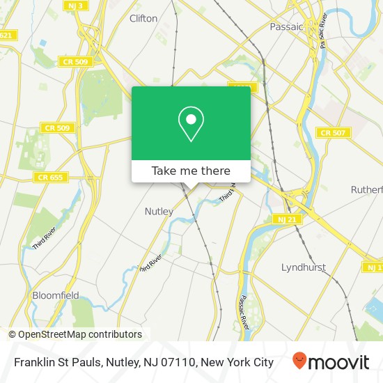Franklin St Pauls, Nutley, NJ 07110 map