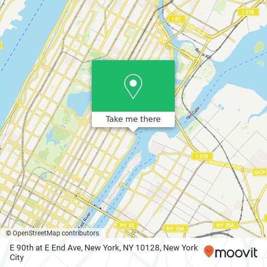 Mapa de E 90th at E End Ave, New York, NY 10128