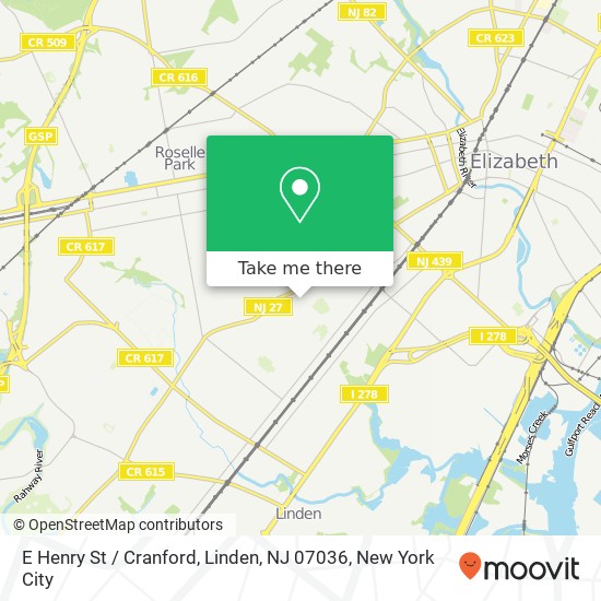 Mapa de E Henry St / Cranford, Linden, NJ 07036