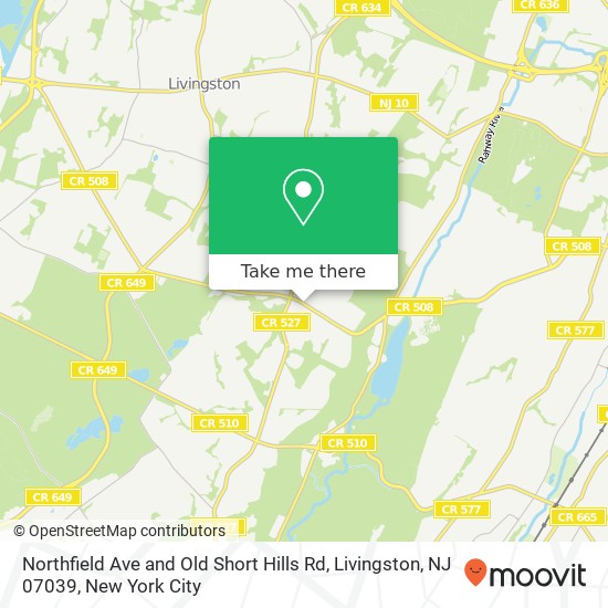 Mapa de Northfield Ave and Old Short Hills Rd, Livingston, NJ 07039