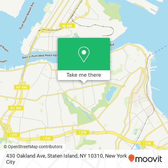 Mapa de 430 Oakland Ave, Staten Island, NY 10310