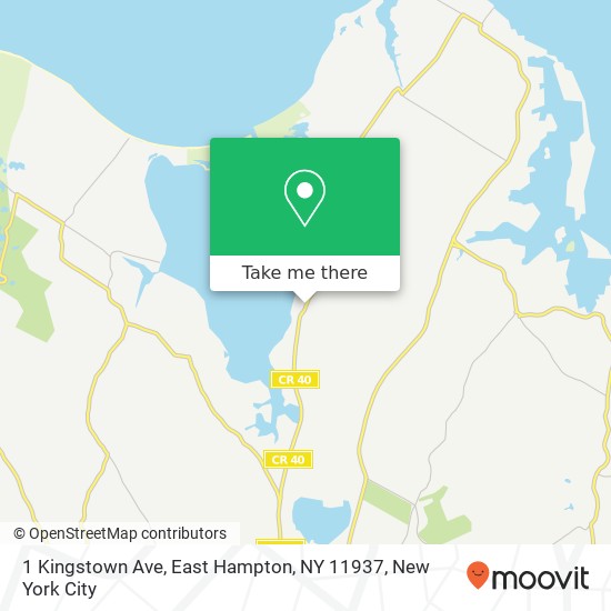 Mapa de 1 Kingstown Ave, East Hampton, NY 11937