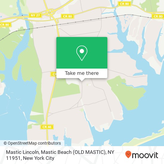 Mastic Lincoln, Mastic Beach (OLD MASTIC), NY 11951 map