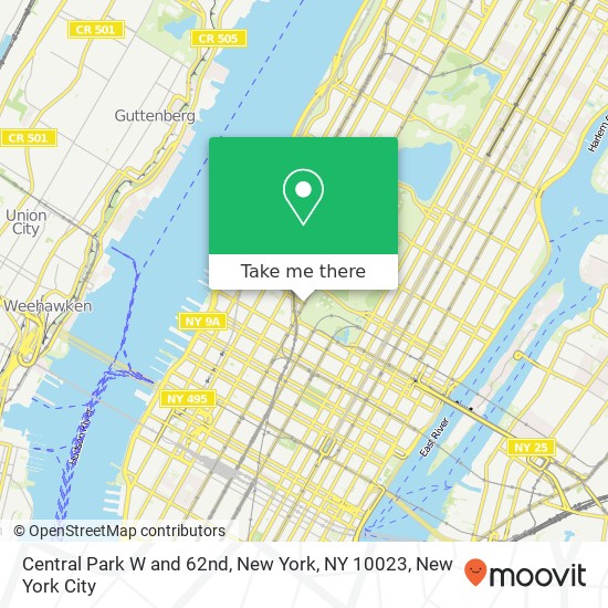 Central Park W and 62nd, New York, NY 10023 map