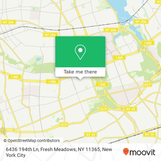 Mapa de 6436 194th Ln, Fresh Meadows, NY 11365