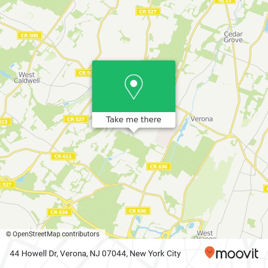 Mapa de 44 Howell Dr, Verona, NJ 07044