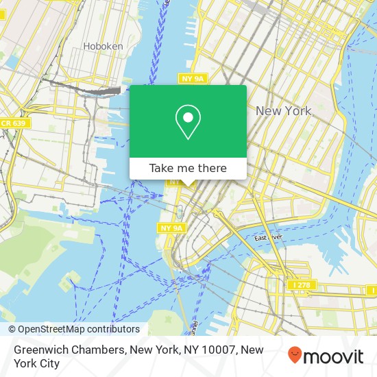 Mapa de Greenwich Chambers, New York, NY 10007