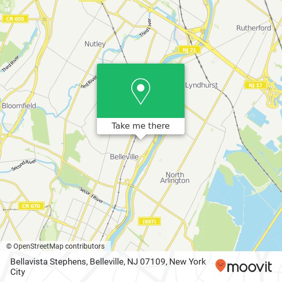 Mapa de Bellavista Stephens, Belleville, NJ 07109