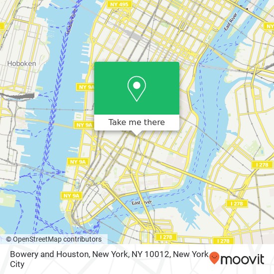 Mapa de Bowery and Houston, New York, NY 10012