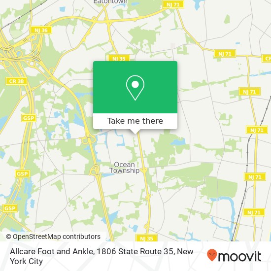 Allcare Foot and Ankle, 1806 State Route 35 map