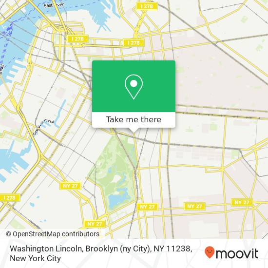 Mapa de Washington Lincoln, Brooklyn (ny City), NY 11238