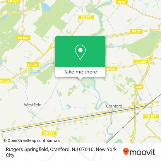 Mapa de Rutgers Springfield, Cranford, NJ 07016