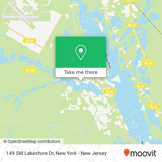 Mapa de 149 SW Lakeshore Dr, Millville, NJ 08332