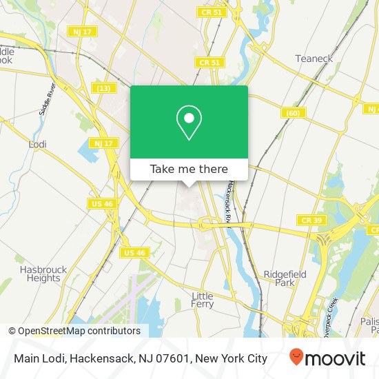 Mapa de Main Lodi, Hackensack, NJ 07601