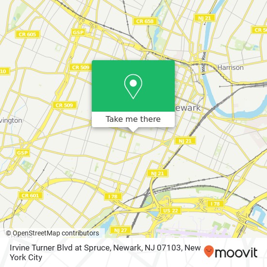 Irvine Turner Blvd at Spruce, Newark, NJ 07103 map