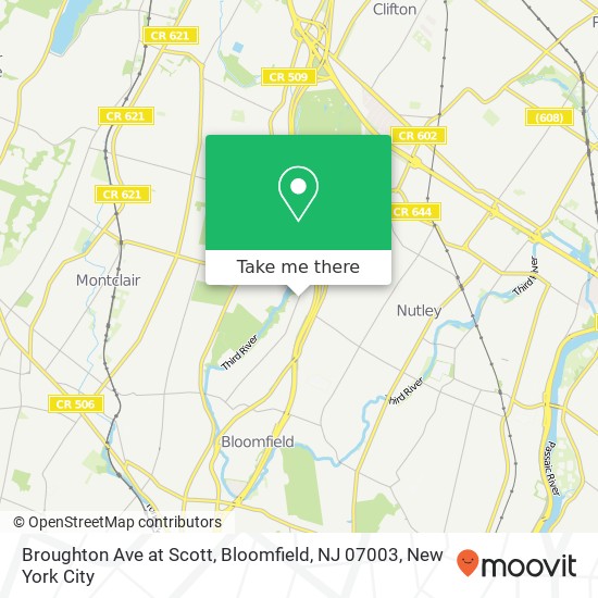 Mapa de Broughton Ave at Scott, Bloomfield, NJ 07003