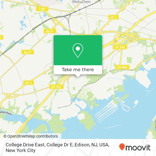 Mapa de College Drive East, College Dr E, Edison, NJ, USA