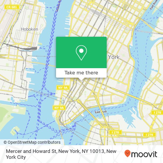 Mercer and Howard St, New York, NY 10013 map