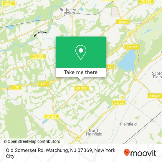 Mapa de Old Somerset Rd, Watchung, NJ 07069