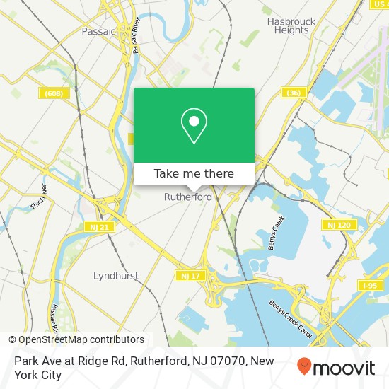 Mapa de Park Ave at Ridge Rd, Rutherford, NJ 07070