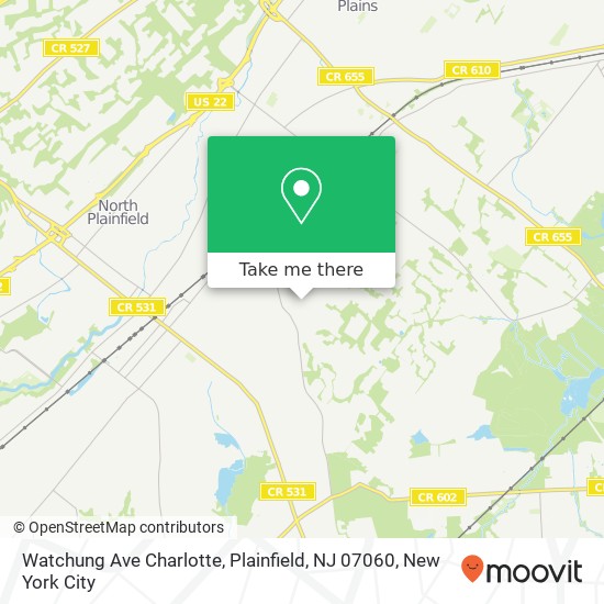 Watchung Ave Charlotte, Plainfield, NJ 07060 map