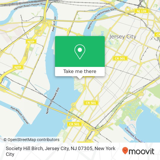 Mapa de Society Hill Birch, Jersey City, NJ 07305