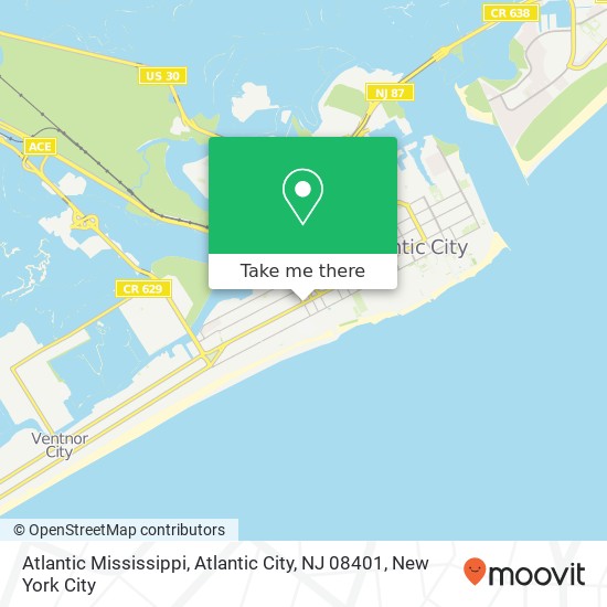 Mapa de Atlantic Mississippi, Atlantic City, NJ 08401