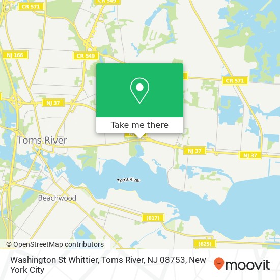 Mapa de Washington St Whittier, Toms River, NJ 08753