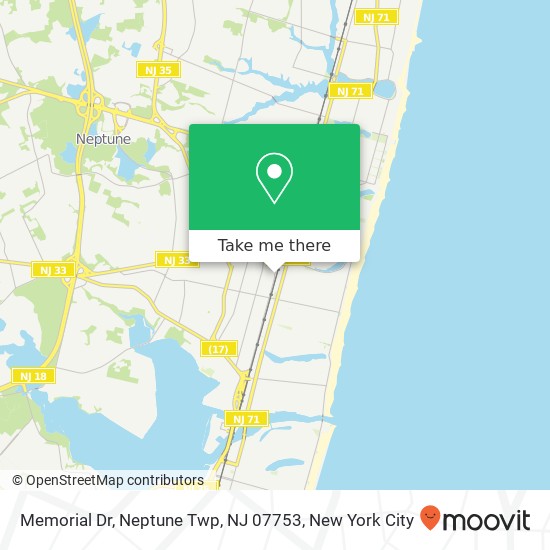 Mapa de Memorial Dr, Neptune Twp, NJ 07753