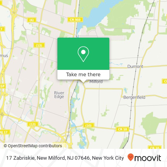 Mapa de 17 Zabriskie, New Milford, NJ 07646