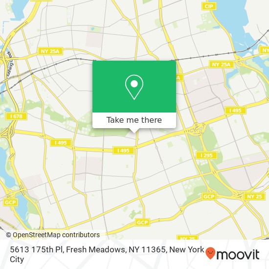Mapa de 5613 175th Pl, Fresh Meadows, NY 11365