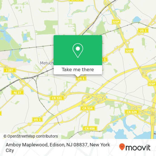 Mapa de Amboy Maplewood, Edison, NJ 08837