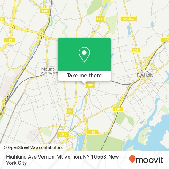 Mapa de Highland Ave Vernon, Mt Vernon, NY 10553