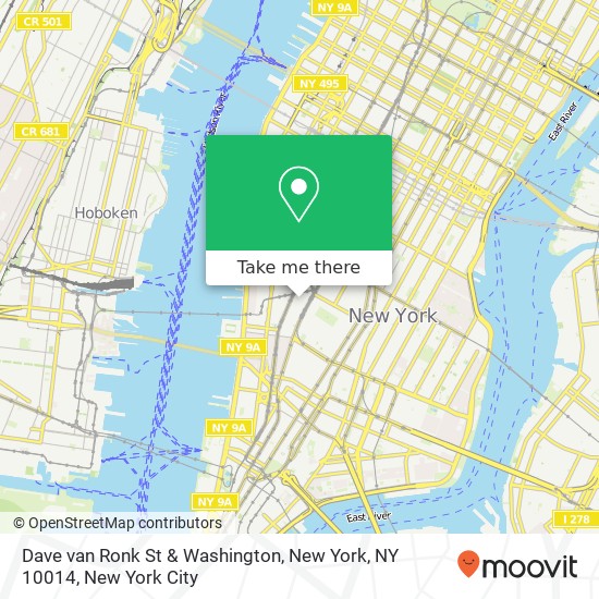 Dave van Ronk St & Washington, New York, NY 10014 map