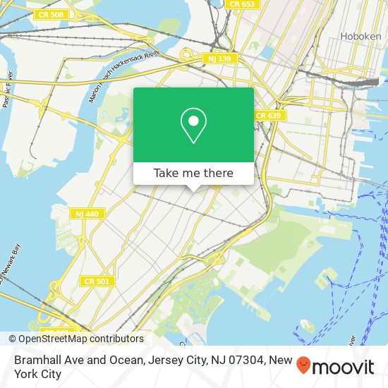 Mapa de Bramhall Ave and Ocean, Jersey City, NJ 07304