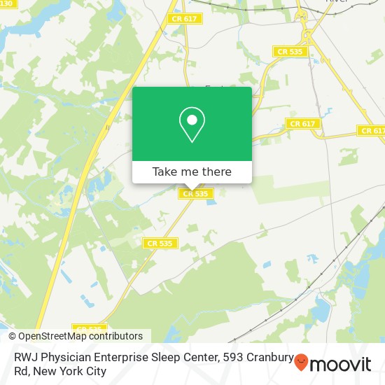 Mapa de RWJ Physician Enterprise Sleep Center, 593 Cranbury Rd