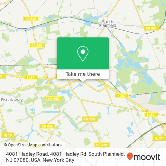4081 Hadley Road, 4081 Hadley Rd, South Plainfield, NJ 07080, USA map