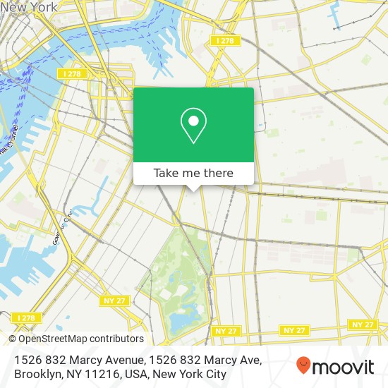 1526 832 Marcy Avenue, 1526 832 Marcy Ave, Brooklyn, NY 11216, USA map