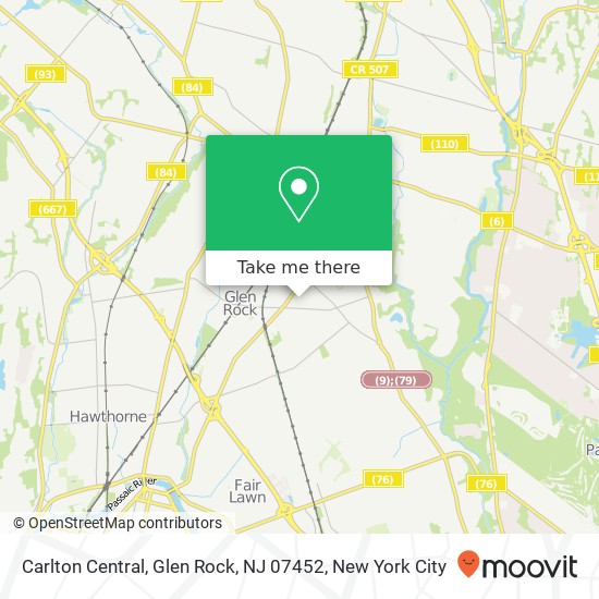Mapa de Carlton Central, Glen Rock, NJ 07452