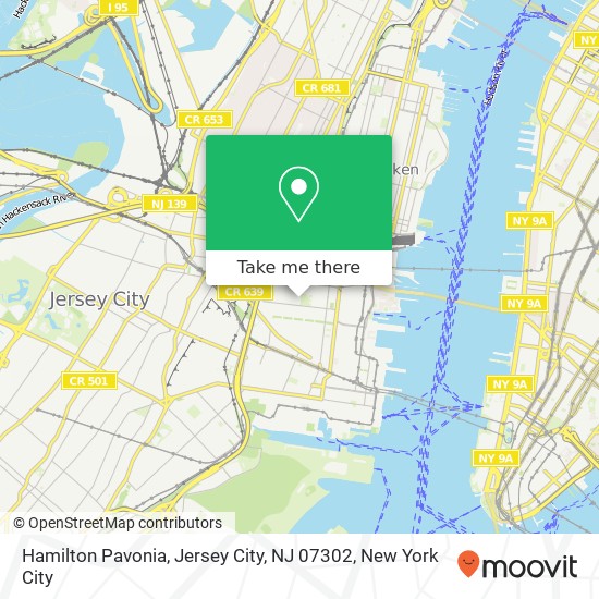 Mapa de Hamilton Pavonia, Jersey City, NJ 07302