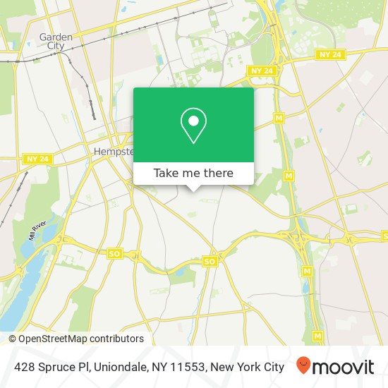 Mapa de 428 Spruce Pl, Uniondale, NY 11553