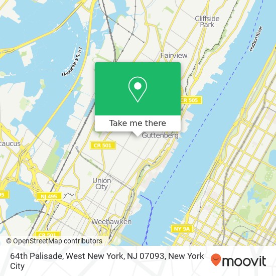 Mapa de 64th Palisade, West New York, NJ 07093