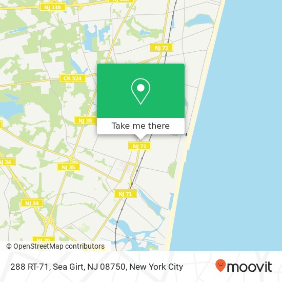 Mapa de 288 RT-71, Sea Girt, NJ 08750