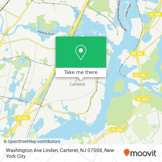 Mapa de Washington Ave Linden, Carteret, NJ 07008