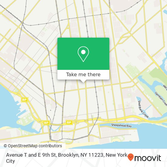 Mapa de Avenue T and E 9th St, Brooklyn, NY 11223