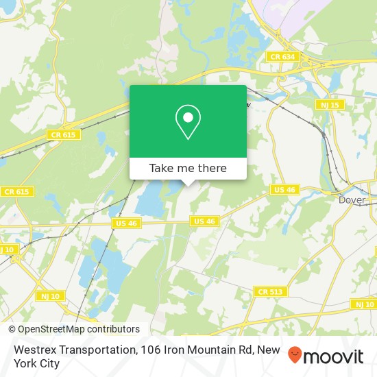 Mapa de Westrex Transportation, 106 Iron Mountain Rd