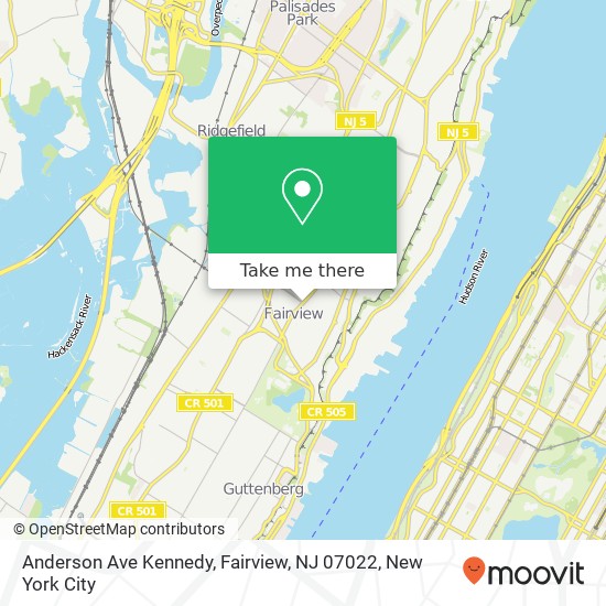 Mapa de Anderson Ave Kennedy, Fairview, NJ 07022