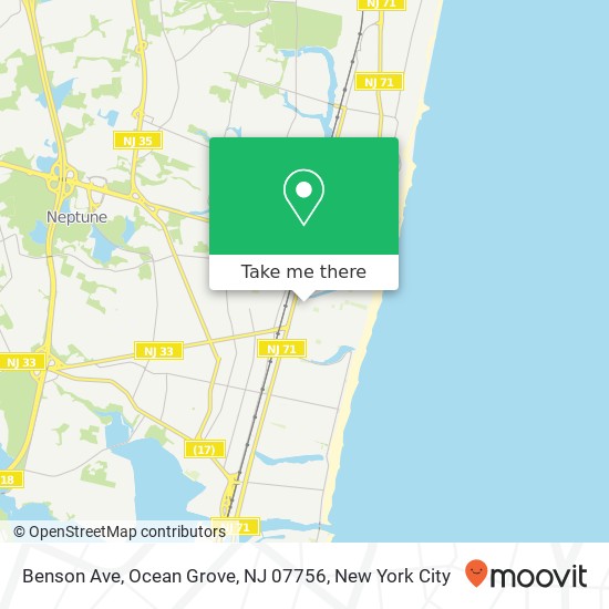 Mapa de Benson Ave, Ocean Grove, NJ 07756