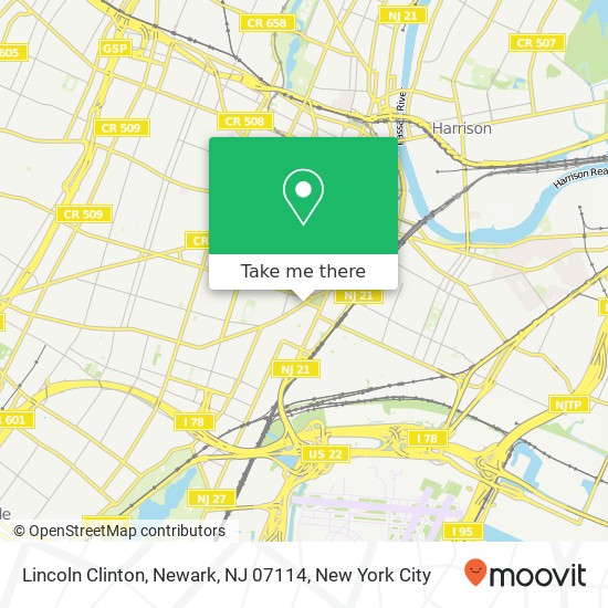 Mapa de Lincoln Clinton, Newark, NJ 07114